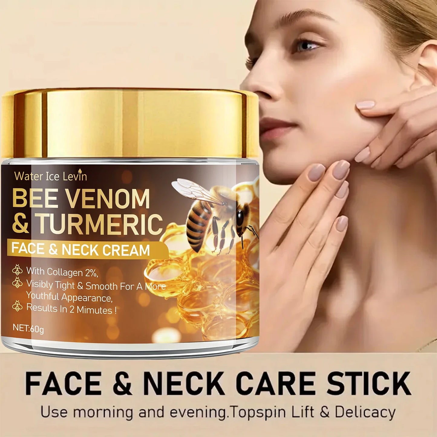Bee Venom Firming and Lifting Cream - Hydrating Formula with Vitamin A, Collagen, Niacinamide and Vitamin E, Dry Appearance, Enhances Radiance