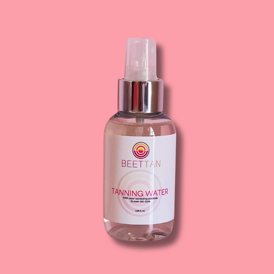 Tanning Water with Color Correcting Additives to Even Skin Tone