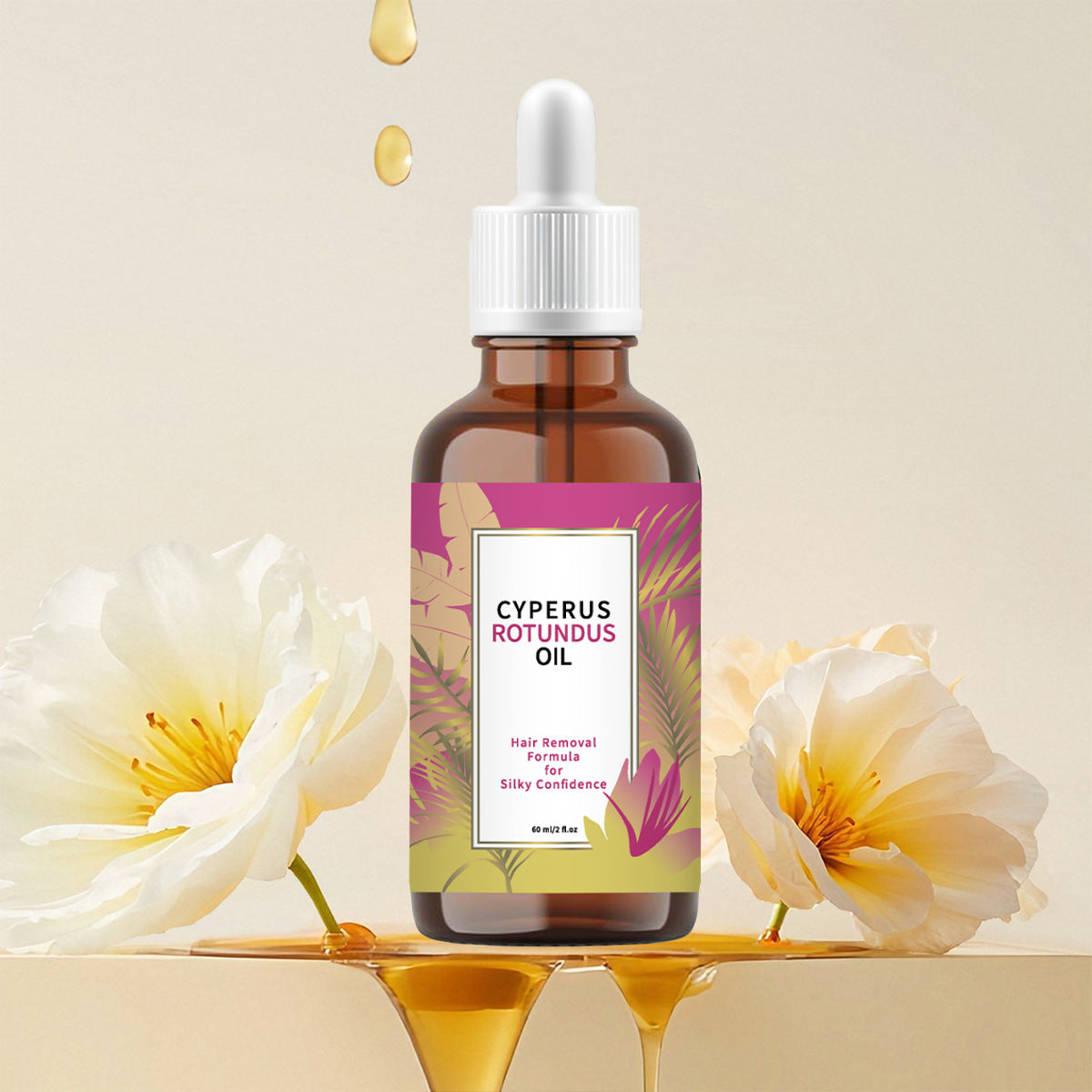 Cyperus Rotundus Hair Reduction Oil 60ml – Natural Hair Growth Inhibitor Serum for Smooth Skin | Pain-Free Body Hair Removal Treatment